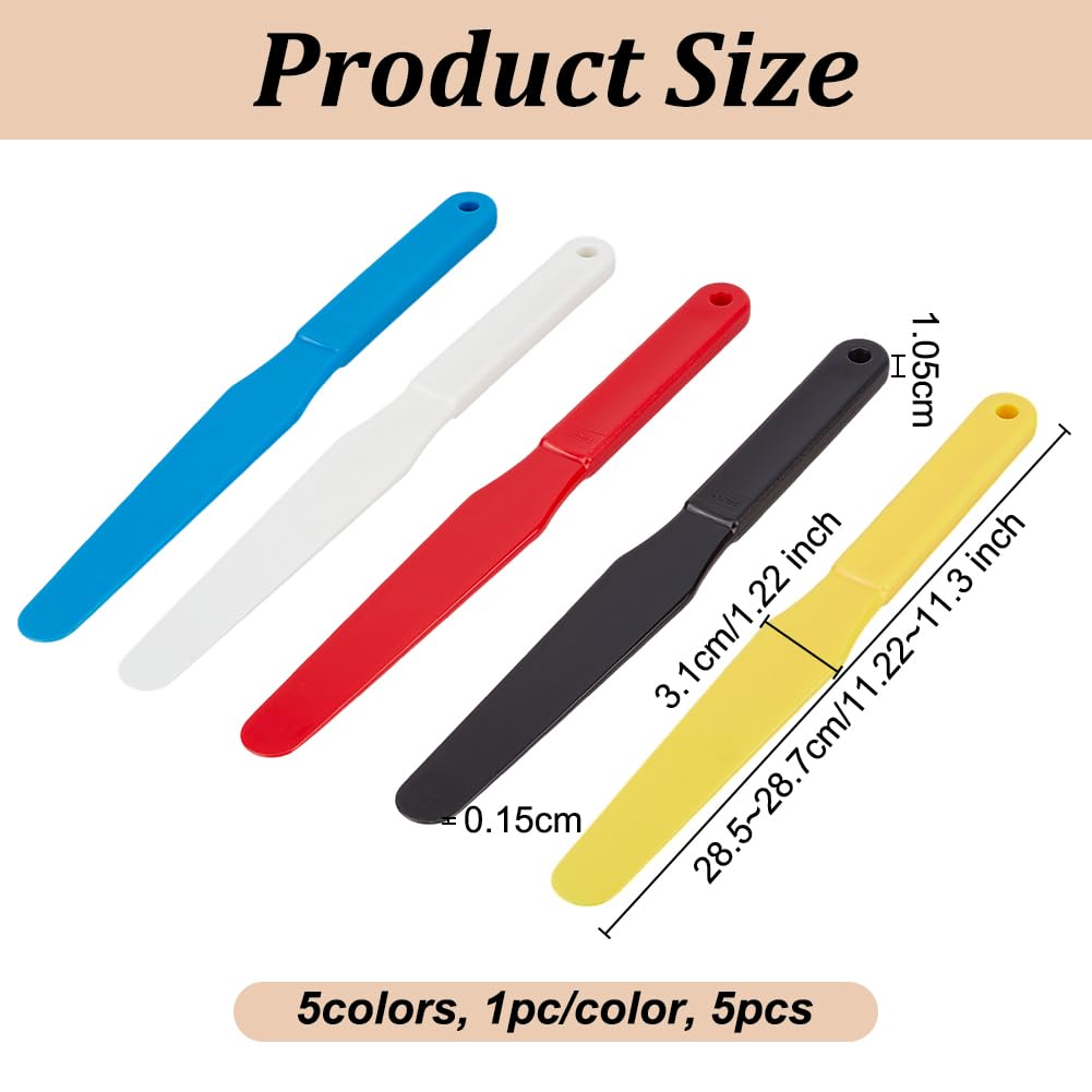 OLYCRAFT 5PCS Screen Printing Spatula 1.2” Width Plastic Spatulas Ink Scoop Screen Printing Shovel Silk Screen Printing Shovel Goop Scoop Ink Spatula 5 Colors for Silk Printing