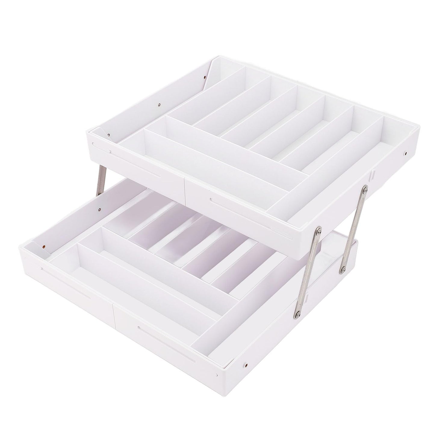 Extra Large and High Drawer Organizer, 2 Tier Smart Expandable Desk Organizer, Multi Level Junk Drawer Organizer for Makeup, Jewelry, Desk, Office Drawers (White)