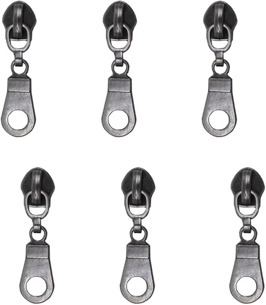 MebuZip 50PCS Gunmetal Pulls for #5 Nylon Coil Zippers Gunmetal Zipper Sliders for Luggages Purses Bags