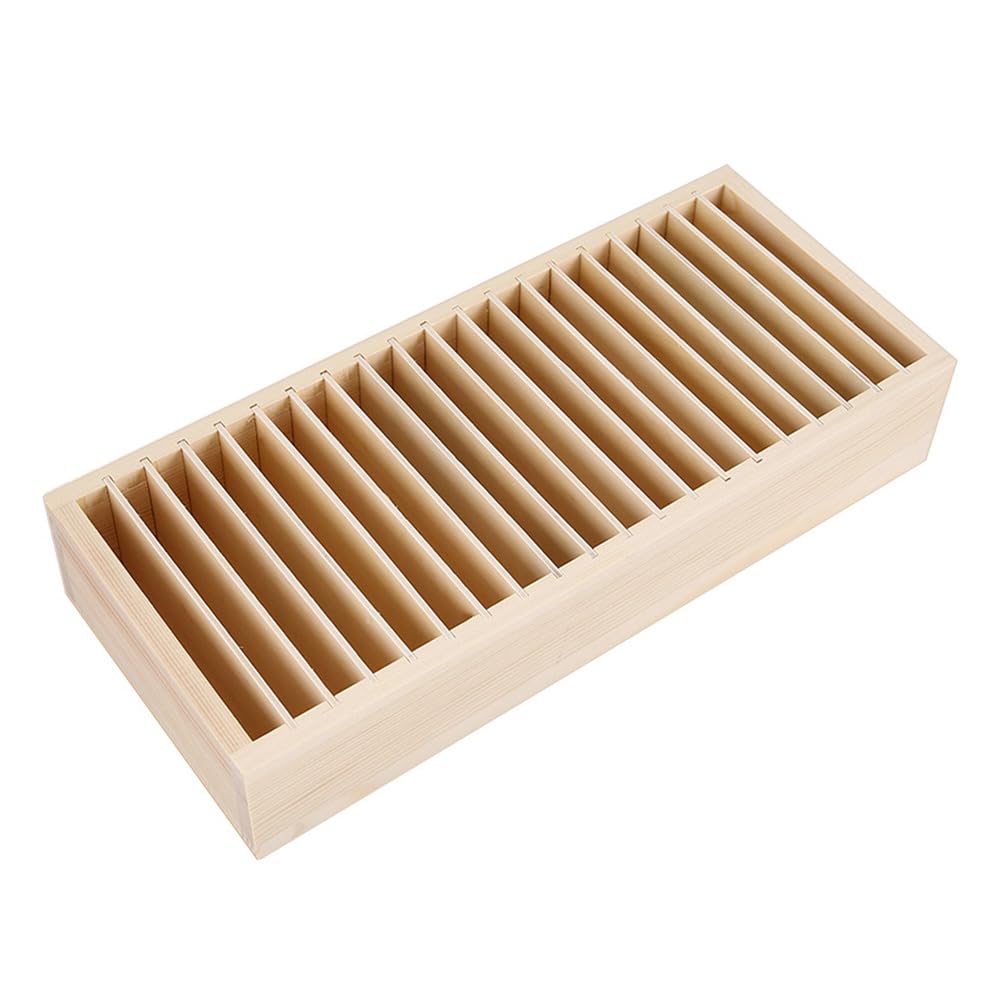 UPKOCH Headband Storage Box with 20 Compartments Wooden Hairband Organizer Display Case Detachable Tray for Hair Accessories Storage 12.59X5.51X2.36 Inches