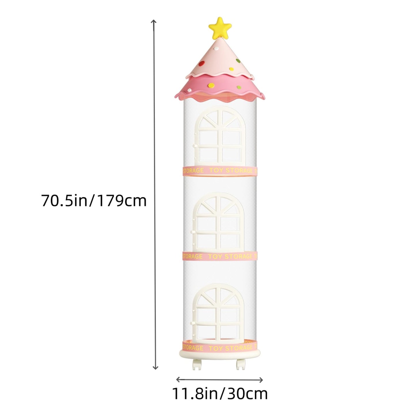 LUFOFOX Transparent PVC Storage Tube with Door - Vertical Organizer for Plush Storage Organizer, Home Organization Tube for Soft Items(Pink Christmas Tree Style, 3-Layer)
