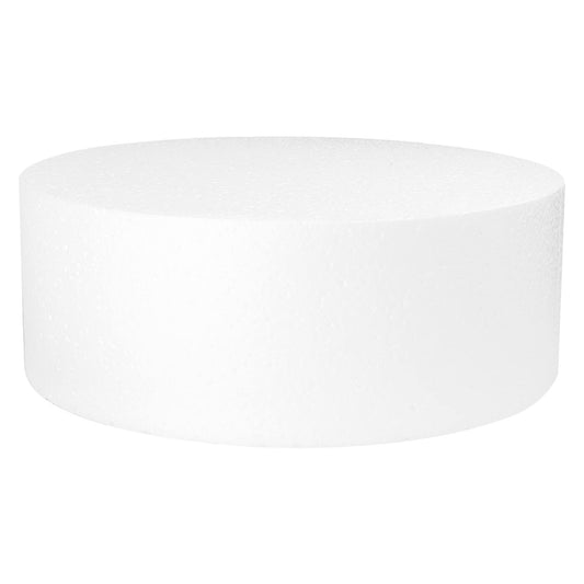 O'CREME Polystyrene Dummy Cake Decorating Display for Baked Goods Bakery Supplies Round Shape (10” Diameter x 4” High)