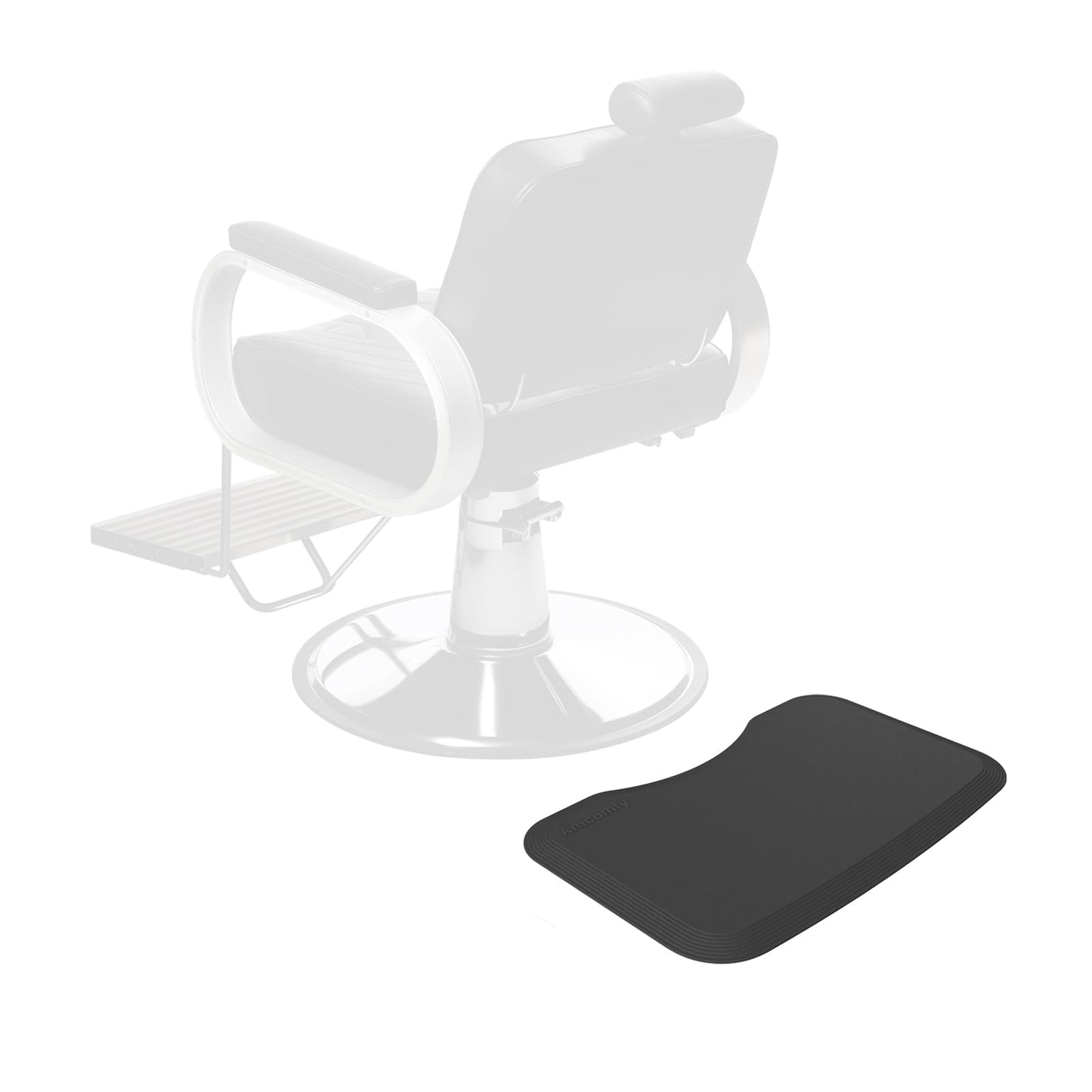Amcomfy 17''x28'' Small Anti Fatigue Salon Mat for Single Hair Stylist - Anti-Slip Antique Series Barber Shop Chair Floor Mat (5/8'' Thick, Black) - Compact & Budget-Friendly