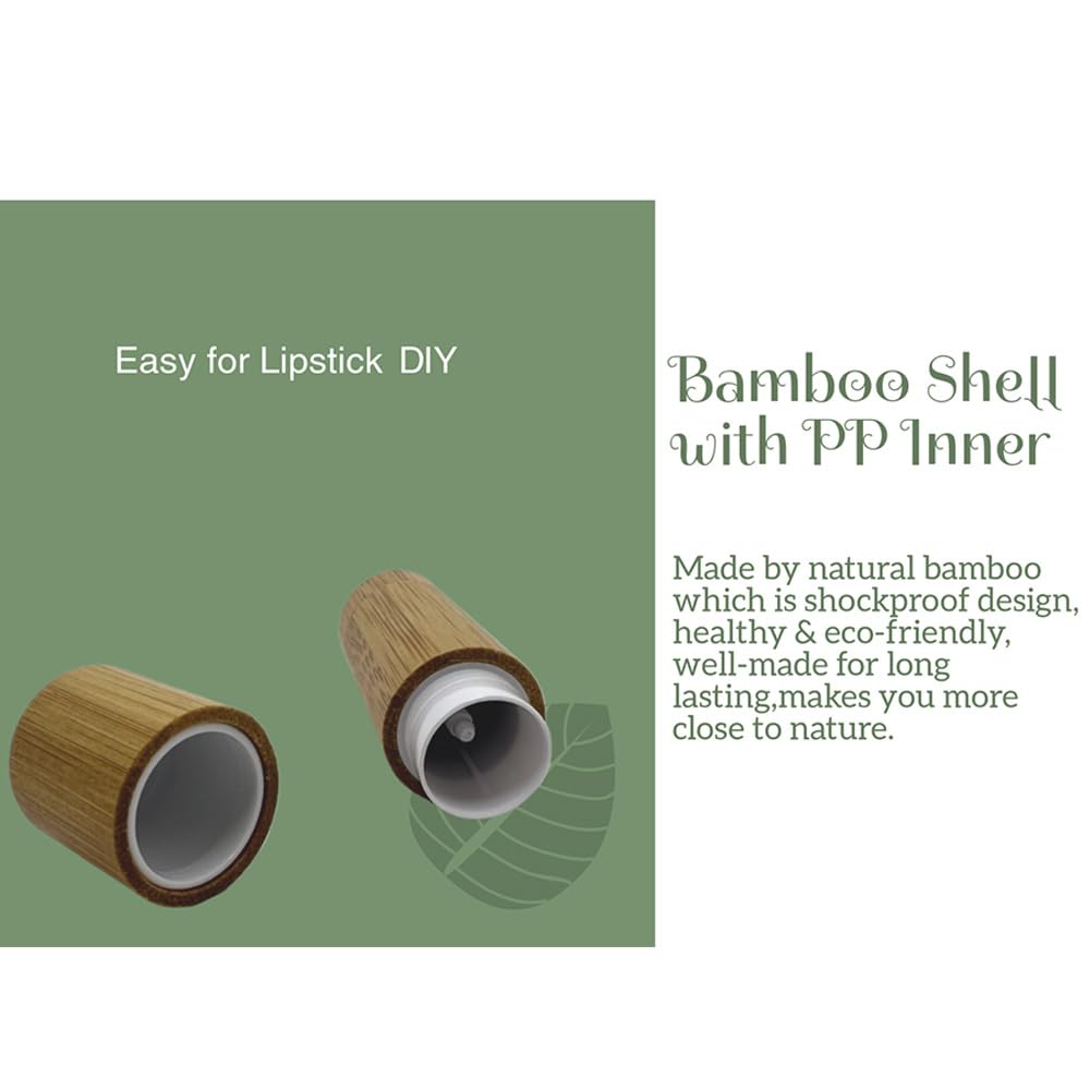 BEECO GIF2U Bamboo Empty Lip Balm Containers 5.5g 6 Pack,Refillable DIY Lip Balm Tube Containers with Clear PP Plastic Inner,Lip Gloss Tubes Chapstick Holder for DIY Cosmetic Samples Deodorant