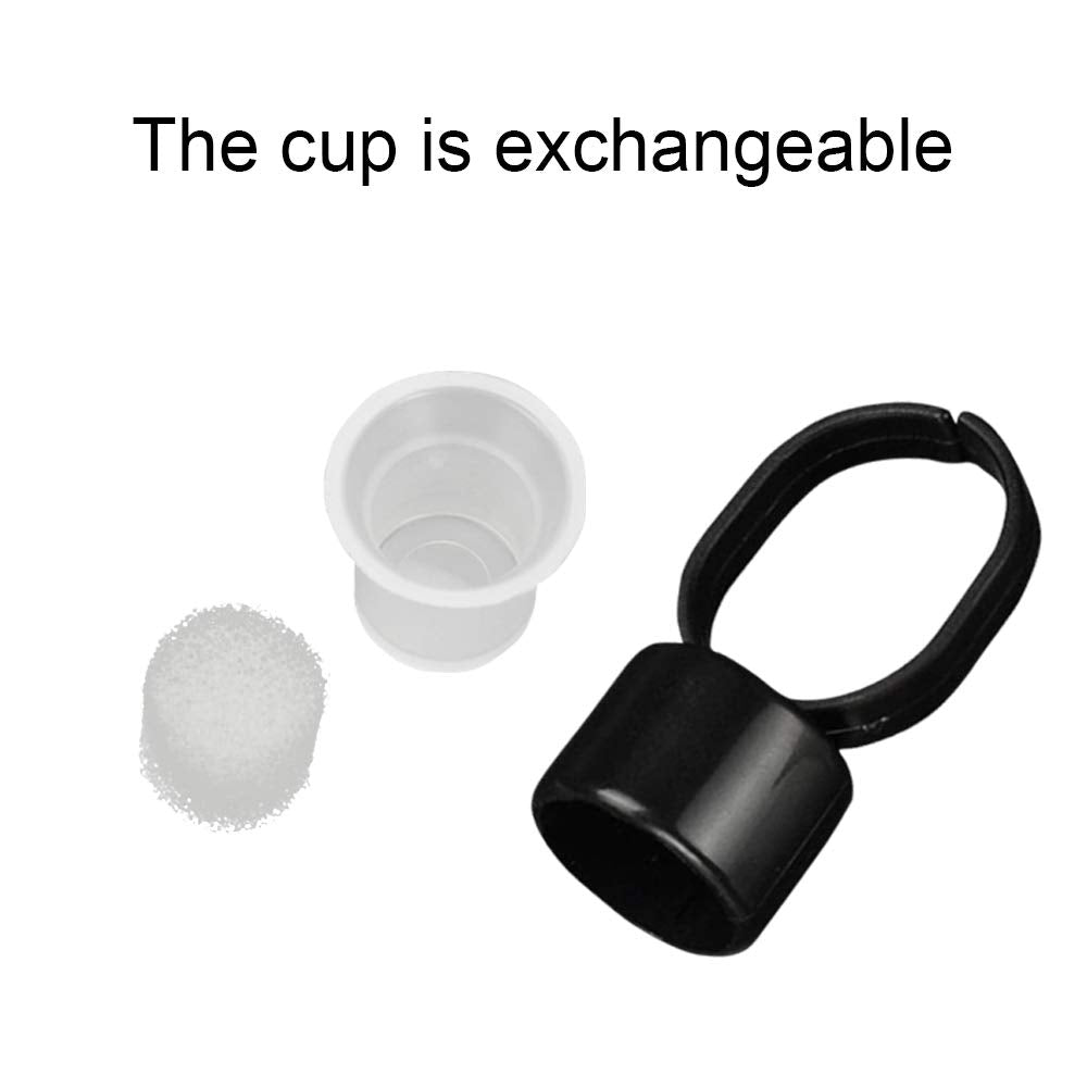 Jafirous 100PCS Portable Tattoo Pigment Ring Cap Microblading Glue Ink Ring Cup Sponge Inside Holder Permanent Makeup Cosmetic Accessories (Black)