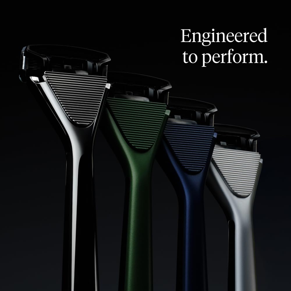 House of Atlas, Razors for Men - Mens Razors for Shaving with Handle, 2 Razor Blade Refills, & Shower Hook, 5-blade Precision Trim Edge, Smooth Close Shave, Reusable Razor for Men (Matte Black)