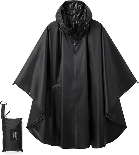 Fashion Hooded Rain Poncho Waterproof Raincoat Jacket with pocket for Women/Men/Adult