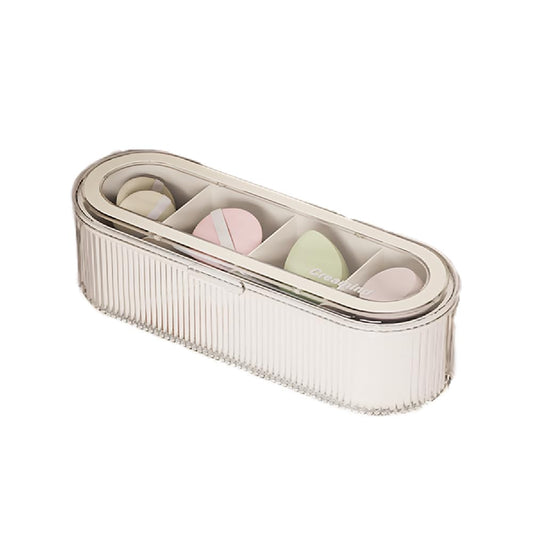 Clear Acrylic Makeup Brush Holder Organizer With Lid - Cosmetic Storage Case Display for Vanity and Sponges