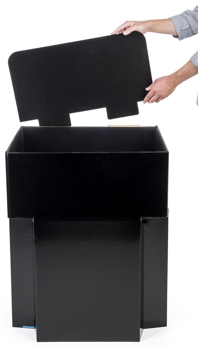 Displays2go Set of Five - Cardboard Retail Dump Impulse Bins, 42 Inch Tall, 23.5 x 19.5 Inch, with Sign Header (Black)