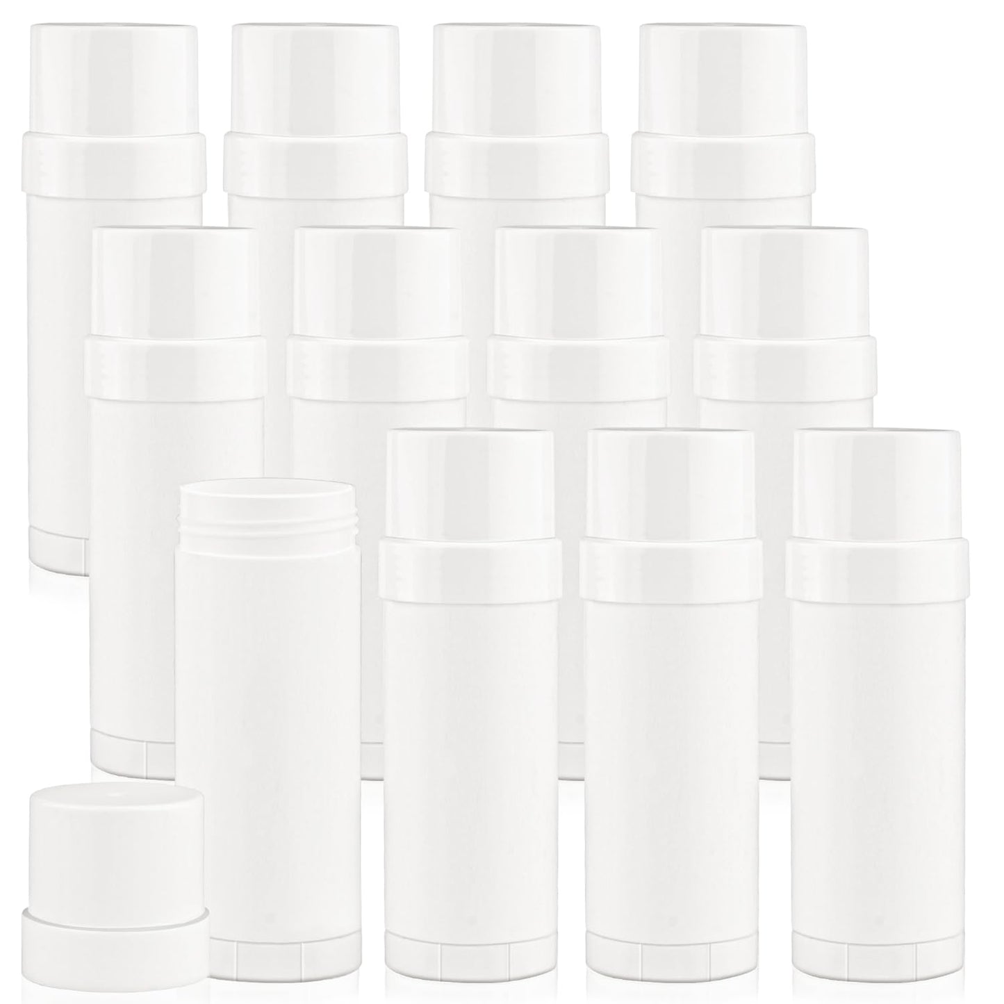 Mirrline 60ml/2oz White Deodorant Containers Plastic Twist Up Filling Bottle Refillable Deodorant Holder Stick for Crayon Lip Balm Chapstick Sunscreen Lotion Bar - 12 Pack