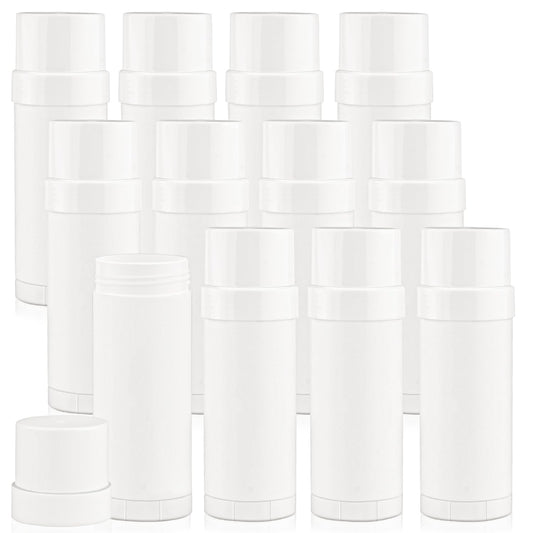 Mirrline 60ml/2oz White Deodorant Containers Plastic Twist Up Filling Bottle Refillable Deodorant Holder Stick for Crayon Lip Balm Chapstick Sunscreen Lotion Bar - 12 Pack