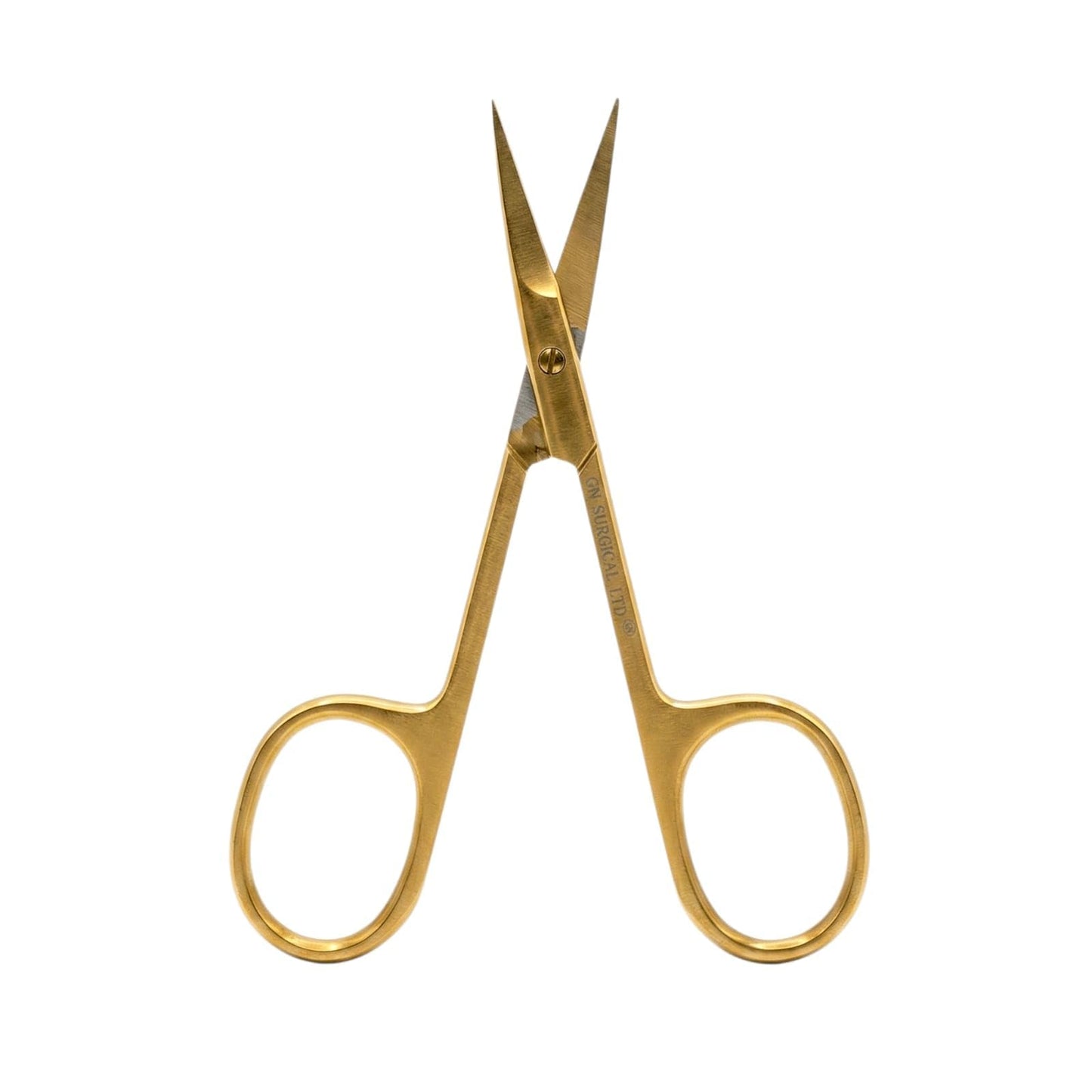 Scissors, Professional Stainless Steel Curved Cuticle Sharp Dead Skin Scissors Pointed for Trimming Eyebrows, Nose Hair, Manicure, Finger & Toe Care, Titanium Gold