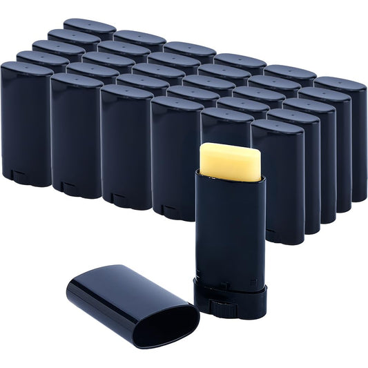 DICOSMETIC 60Pcs 0.5 oz/15ml Empty Large Lip Balm Tubes Plastic Deodorant Container Oval Twist-Up Refillable Container Black Lipstick Tube Homemade Lotion Stick Containers for DIY Chapstick