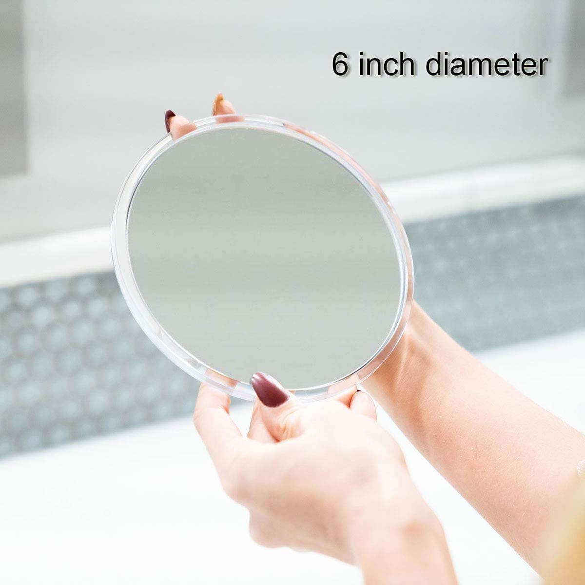 Mavoro 6'' Magnifying Mirror with 3 Strong Suction Cups | 10X Magnification | Portable Travel Makeup & Cosmetic Mirror (10X)