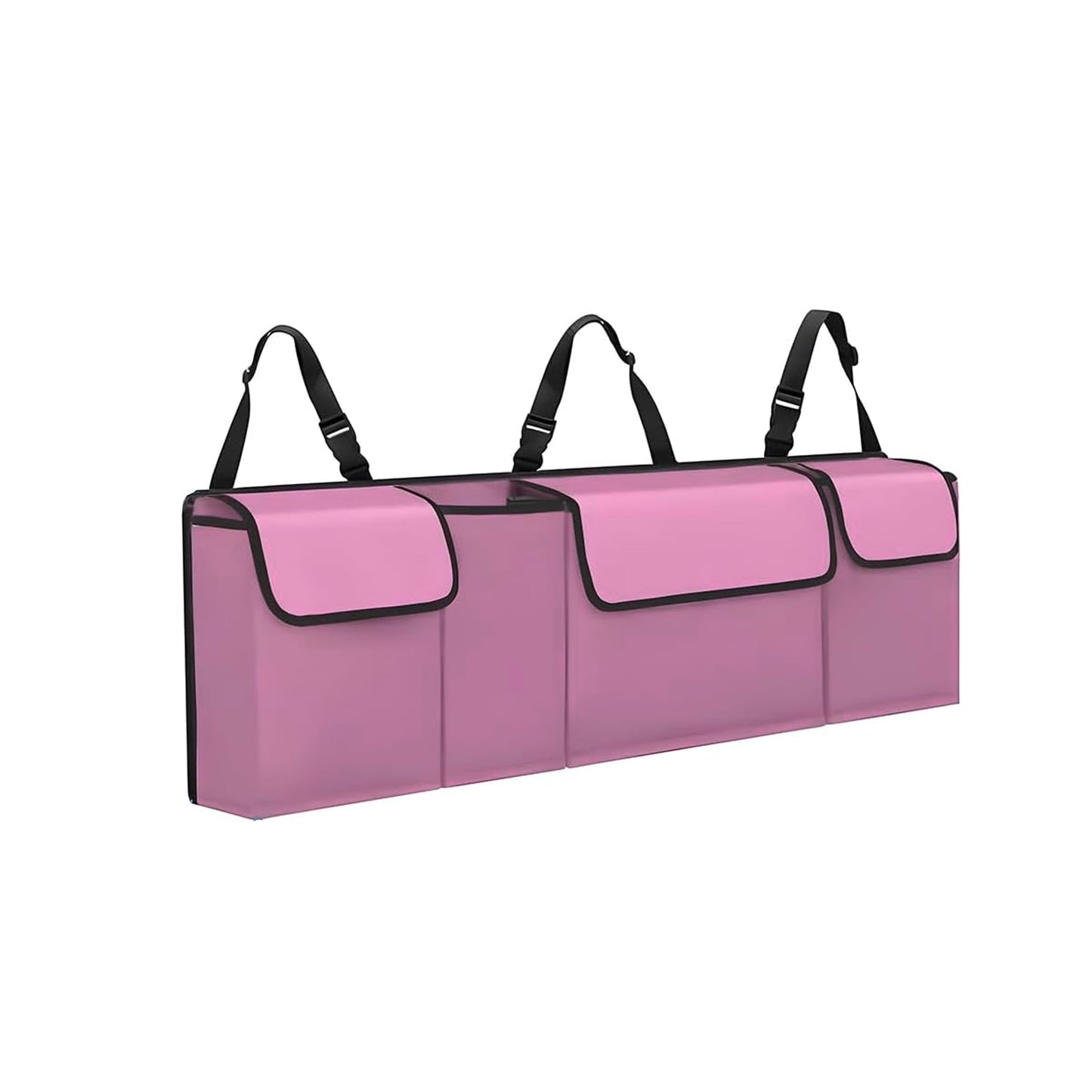 Gilovc Car Trunk Organizer, Waterproof Backseat Hanging Large Storage with Adjustable Straps, Collapsible Cargo Bag with 4 Pockets, Car Interior Accessories for Truck, SUV, MPV (Pink)