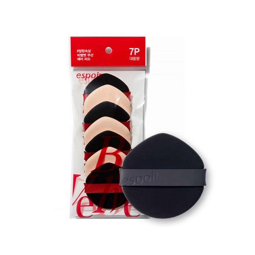 Espoir Be Velvet Air Puff 7pc | Soft & Smooth Sponge Applicator for Flawless and Easy Makeup, Suitable for Cushion and Liquid Foundation, Cream, Powder, Concealer, Round Shape, Korean Base Tools