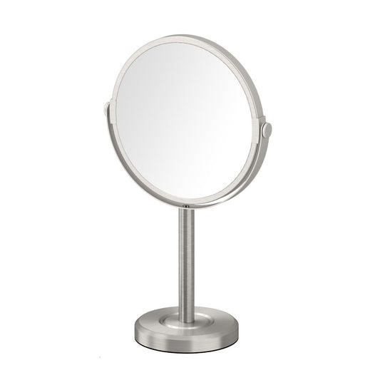 Gatco 1386SN Latitude II 3X Magnifying Makeup Mirror, Satin Nickel Countertop Vanity Mirror for Bathroom, Adjustable Cosmetic Mirror for Makeup, Grooming & Skincare Routine