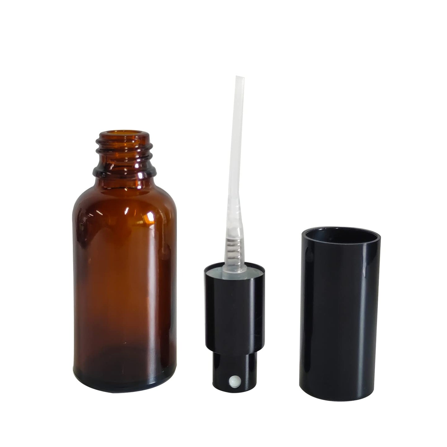 BEGIKET 12 Pack 1oz Amber Glass Spray for Essential Oils, Small Spray Bottle, Fine Mist Spray,Black Sprayer,for Perfume, Hair & Cleaning