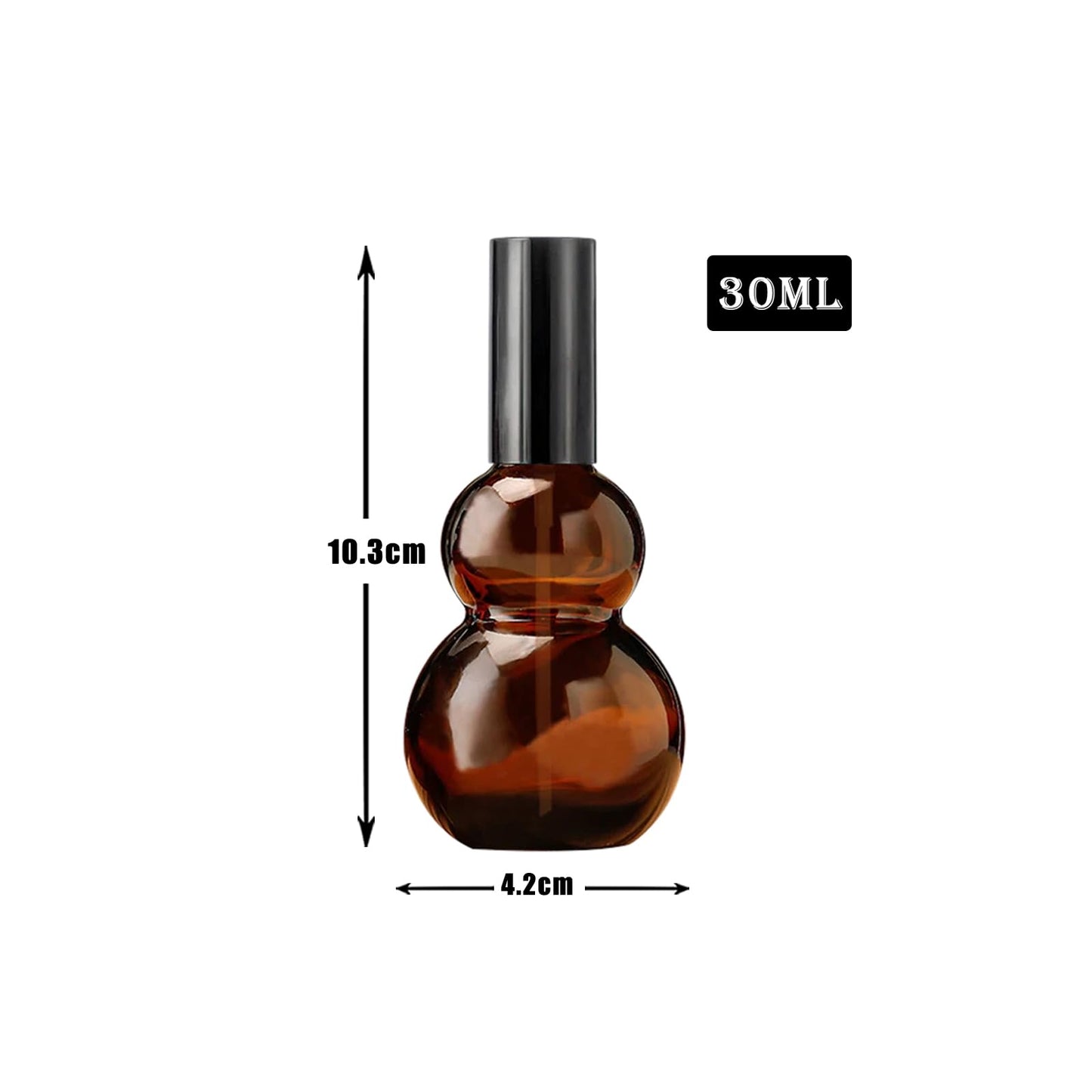 DZREVEOTA 8 Pack 1oz/30ml Spray Bottles, Amber Glass Bottles with Fine Mist Sprayers, Small Spray Bottle-Double Gourd Shaped,for Perfume Travel Containers (Amber, 1oz/30ml)