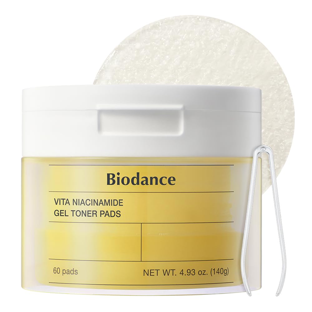 Biodance Vita Niacinamide Gel Toner Pads, Dark Spot Corrector, Evening Skin Tone, Gentle Exfoliating Toner Pads with Vitamin C, Pre-Soaked Pads, Korean Skin Careㅣ60 Pads