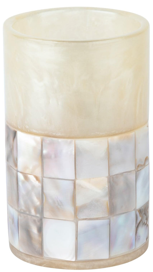 Milano Toothbrush Cup - Electric Toothbrush Holder for Bathroom fits Toothbrushes and Toothpaste - Bathroom Tumbler Cup Finished with Beautiful Mother of Pearl Shells