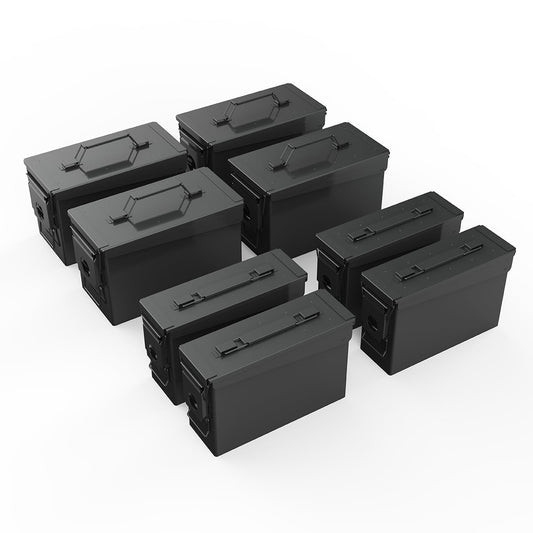 PATRON 30 50 Cal Ammo Can Metal 9mm Ammo Box Storage Crate Case for Shotgun Bullet Rifle Nerf Ammunition Waterproof Case-Gard Organizer Suit (30Cal ×4+50 Cal ×4)(Black-8pcs)