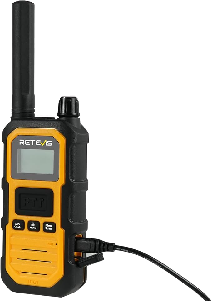 Retevis RB48 Plus Heavy Duty Walkie Talkies with Earpiece, IP67 Waterproof Two Way Radios, Long Range 2 Way Radio, Group Call, VOX, SOS, NOAA (4 Pack)