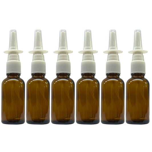 ADVANCED ASCENT Amber Glass 1 oz Nasal Sprayer! EMPTY, Refillable, Travel Sized, Quality Glass for Saline Applications! (6 Pack)