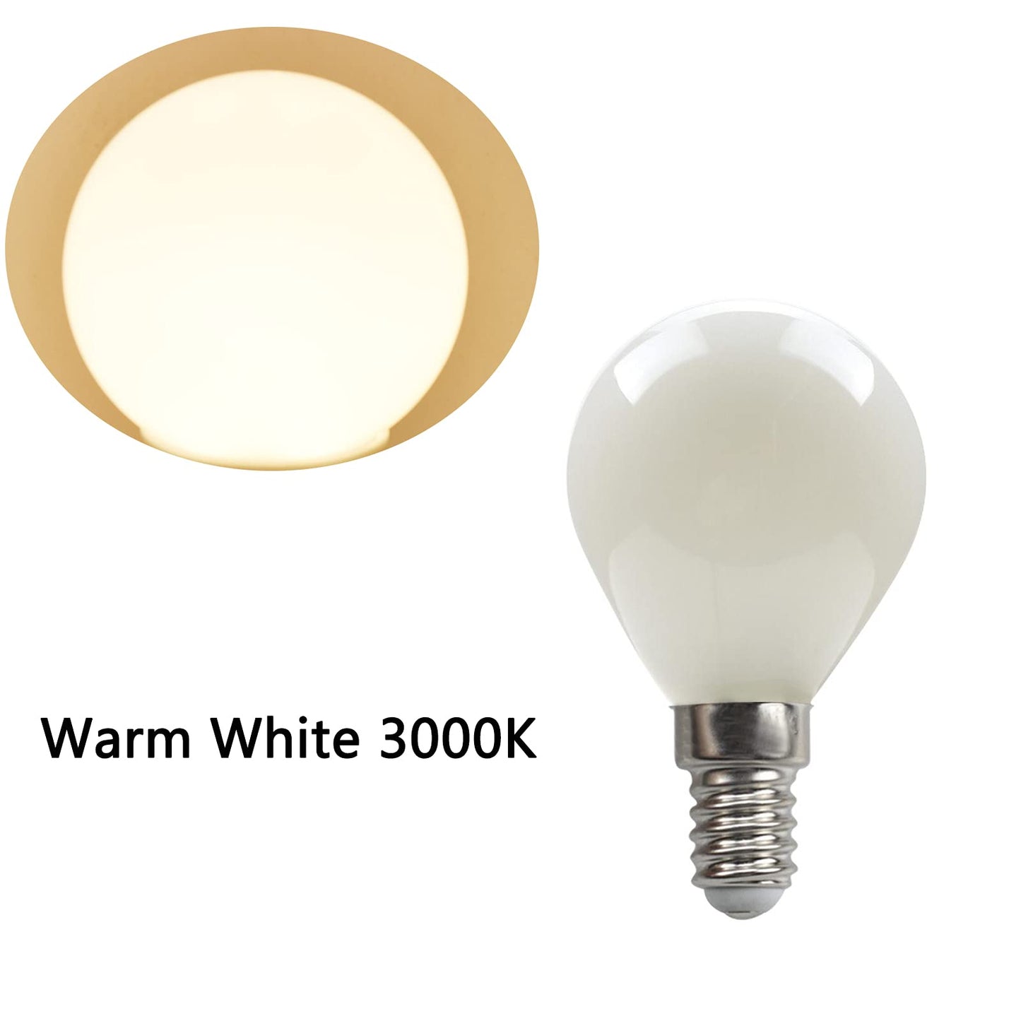 E12 3W LED Light Bulbs G50/G16.5 Globe Light Bulbs 30 Watt Equivalent Warm White 3000K E12 Candelabra Base Glass Round Vanity Light Bulbs for Mirror Makeup Bathroom, 6 Pack