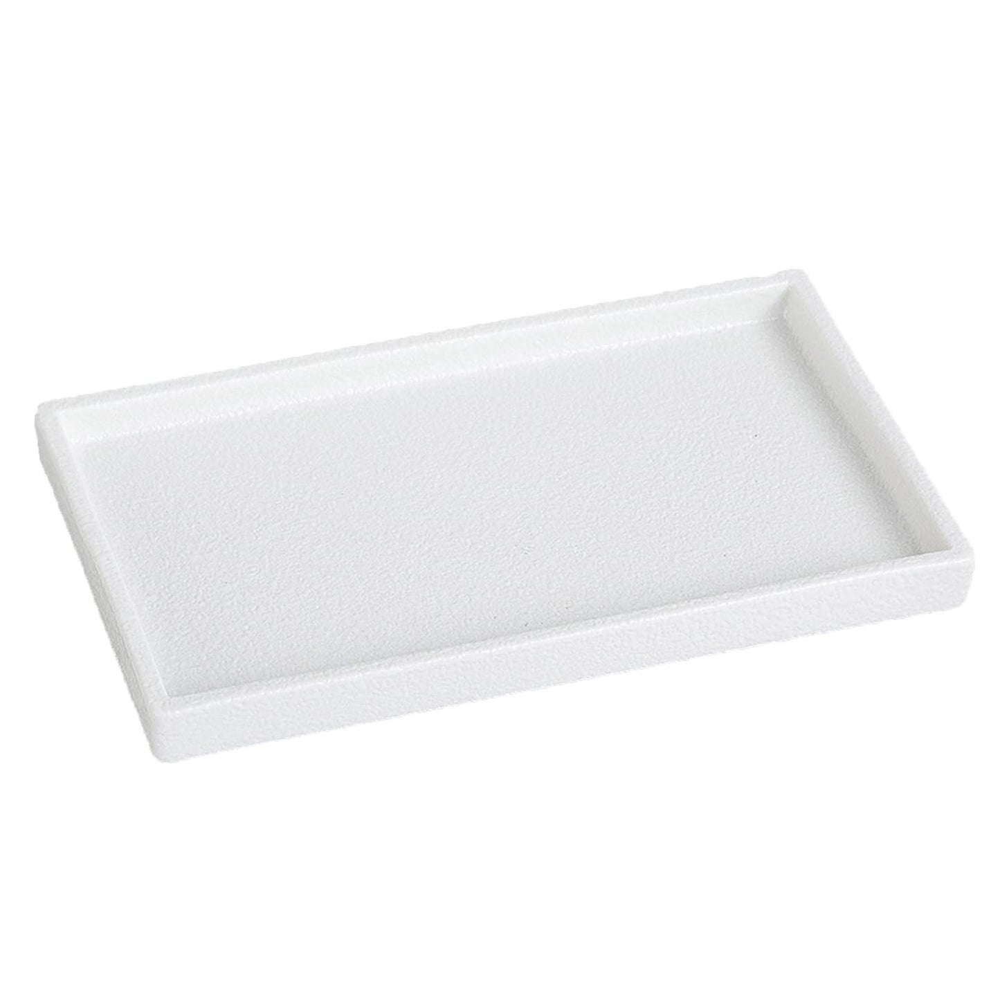 Eyrozia Bathroom Vanity Tray - 11'' Ceramic Rough-Textured Rectangle Countertop Tray, Heavy-Duty Perfume Organizer Plate, Jewelry Ring Tray, Kitchen Soap Dispenser Stone Trays, White