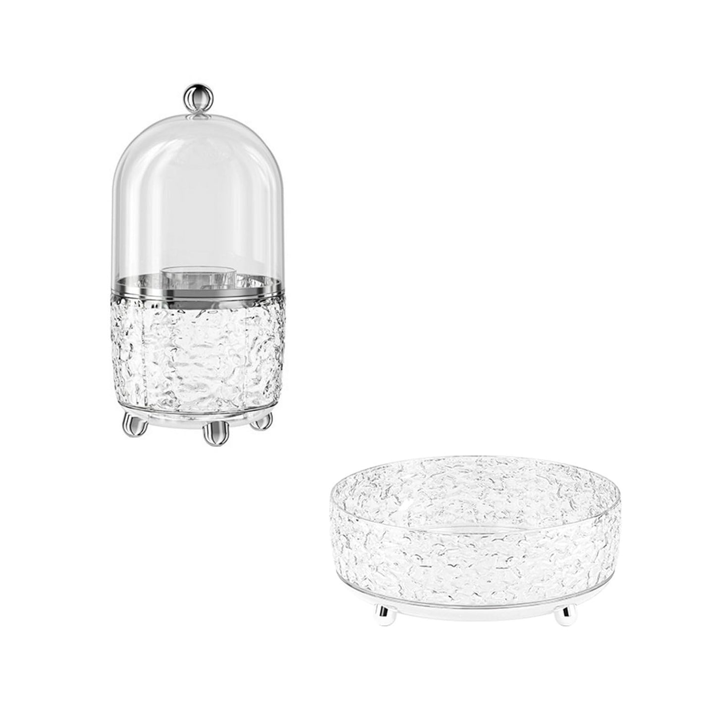 JUPITER WARRIOR Makeup Brush Holder with Lid and 360 Rotating Makeup Organizer for Dresser Bathroom Countertop and Kitchen, Ideal Gift for Girlfriend Wife Friends (Clear)