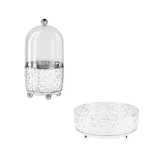 JUPITER WARRIOR Makeup Brush Holder with Lid and 360 Rotating Makeup Organizer for Dresser Bathroom Countertop and Kitchen, Ideal Gift for Girlfriend Wife Friends (Clear)