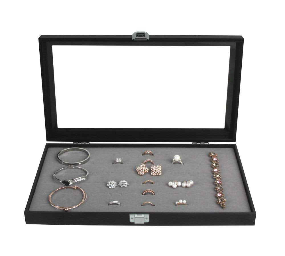 J JACKCUBE DESIGN Ring Organizer - Versatile Ring Display Case and Ring Case - Perfect for Storing and Showcasing Multiple Rings - Elegant Ring Jewelry Box and Storage Solution (Gray Velvet) - MK248C