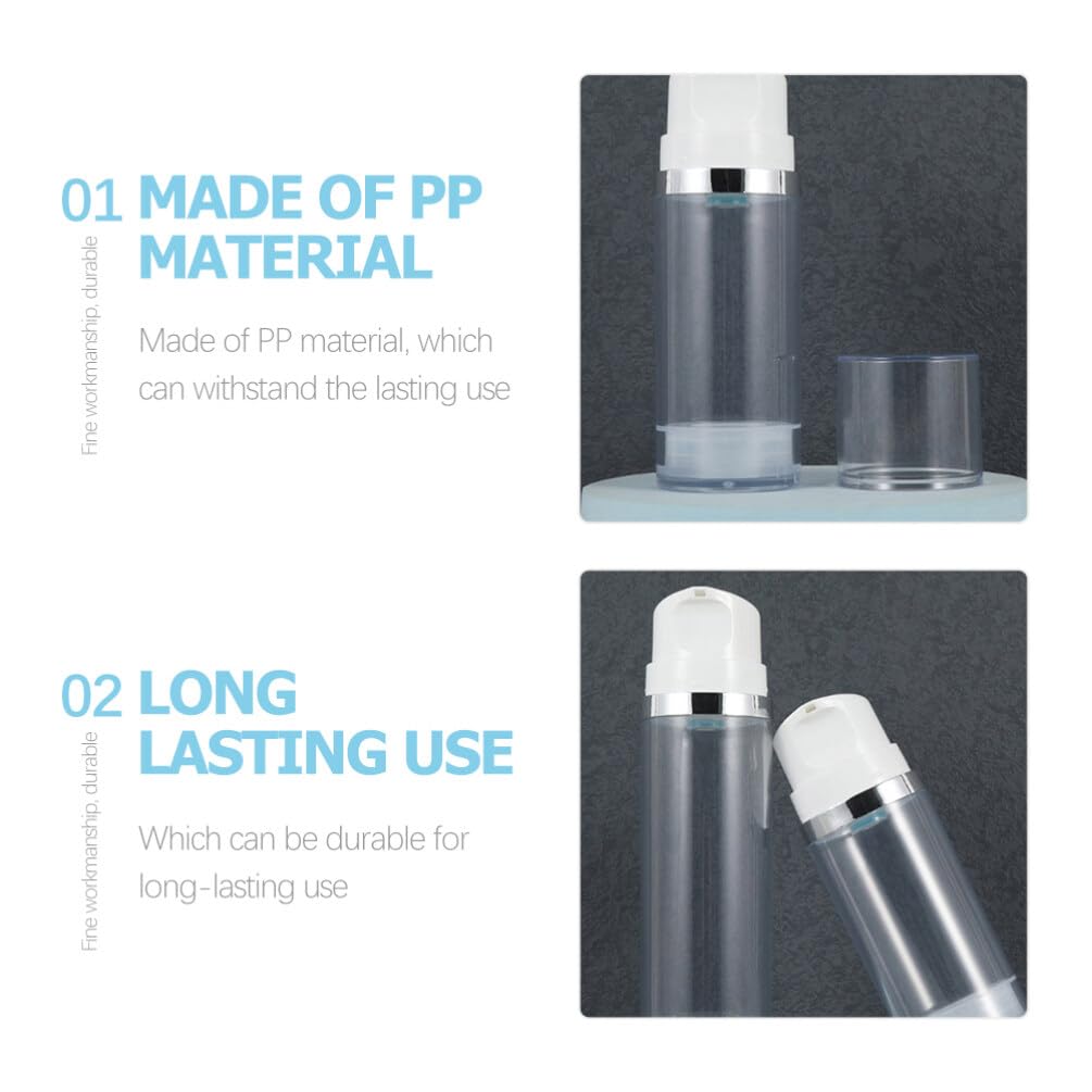 Set of 2 Travel Airless Pump Bottles Wide Mouth for Creams and Lotions