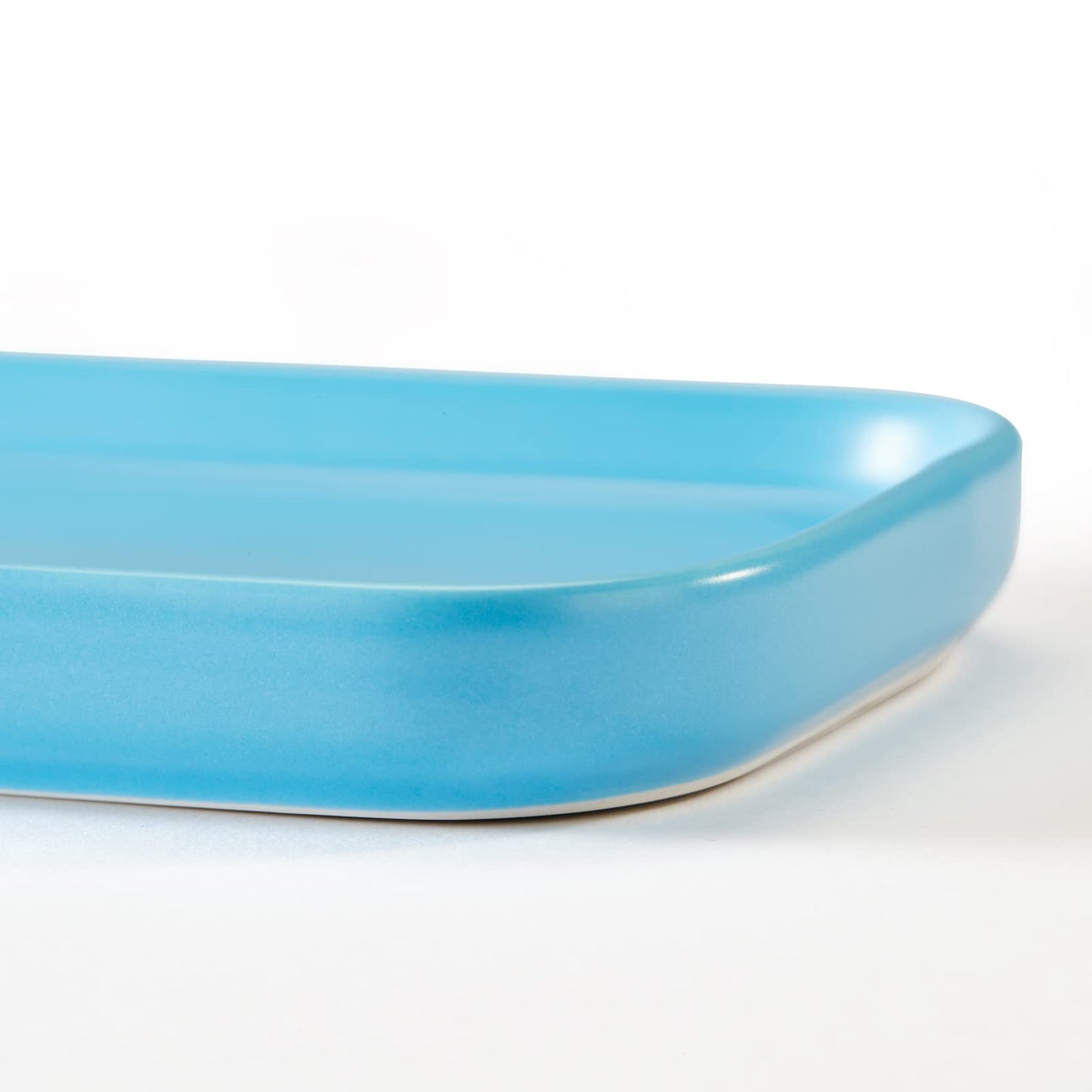 Ceramic Bathroom Tray,Kitchen Sink Organizer Tray,Cosmetics Holder (Blue)