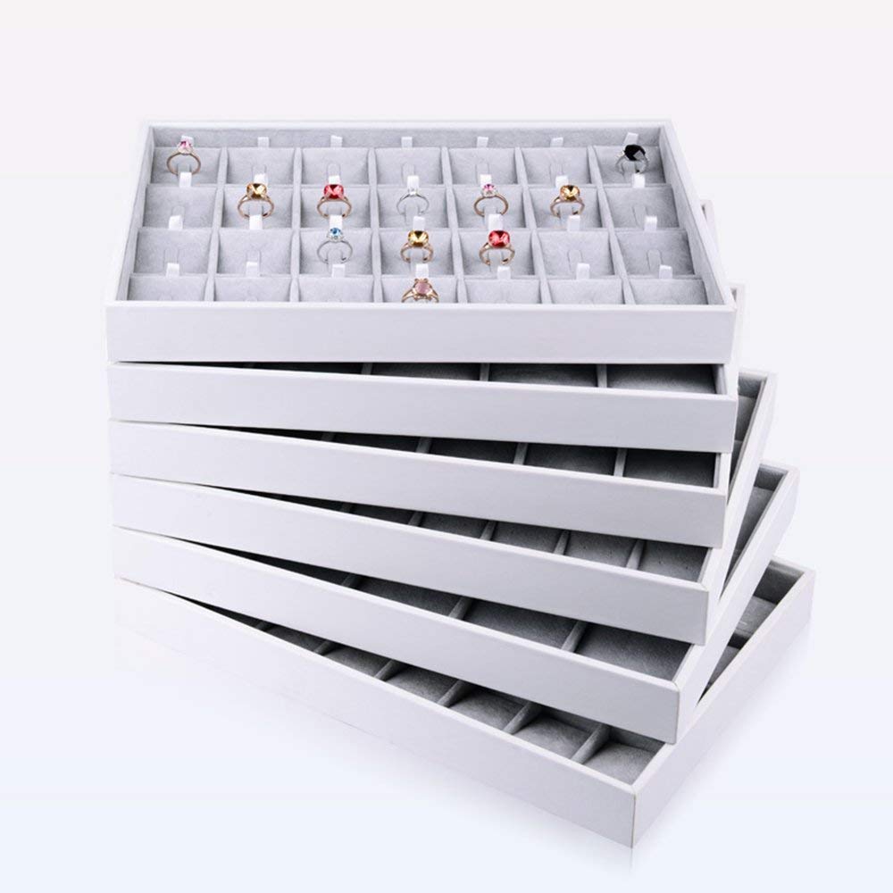 Oirlv Velvet Stackable Jewelry Tray Necklace Pendant Organizer Display Showcase Jewelry Storage trays