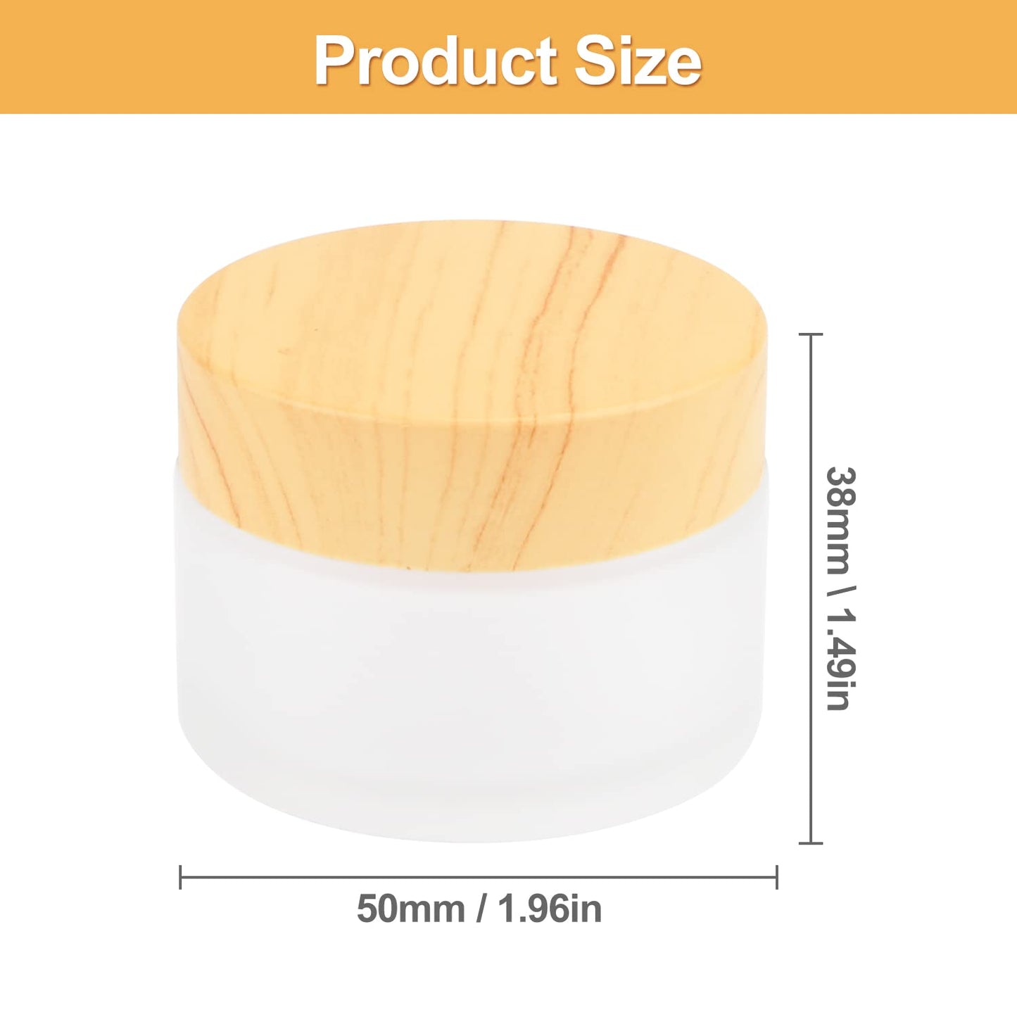 DMuuuDM 1 Oz 10 Pack Frosted Glass Face Cream Jars,Empty Cream Jars Holder Case with Wood Grain Lid&Inner liner,Sample Cosmetic Container Vials Pot for Eyeshadow,Lotion,Foundation,Lip Balm