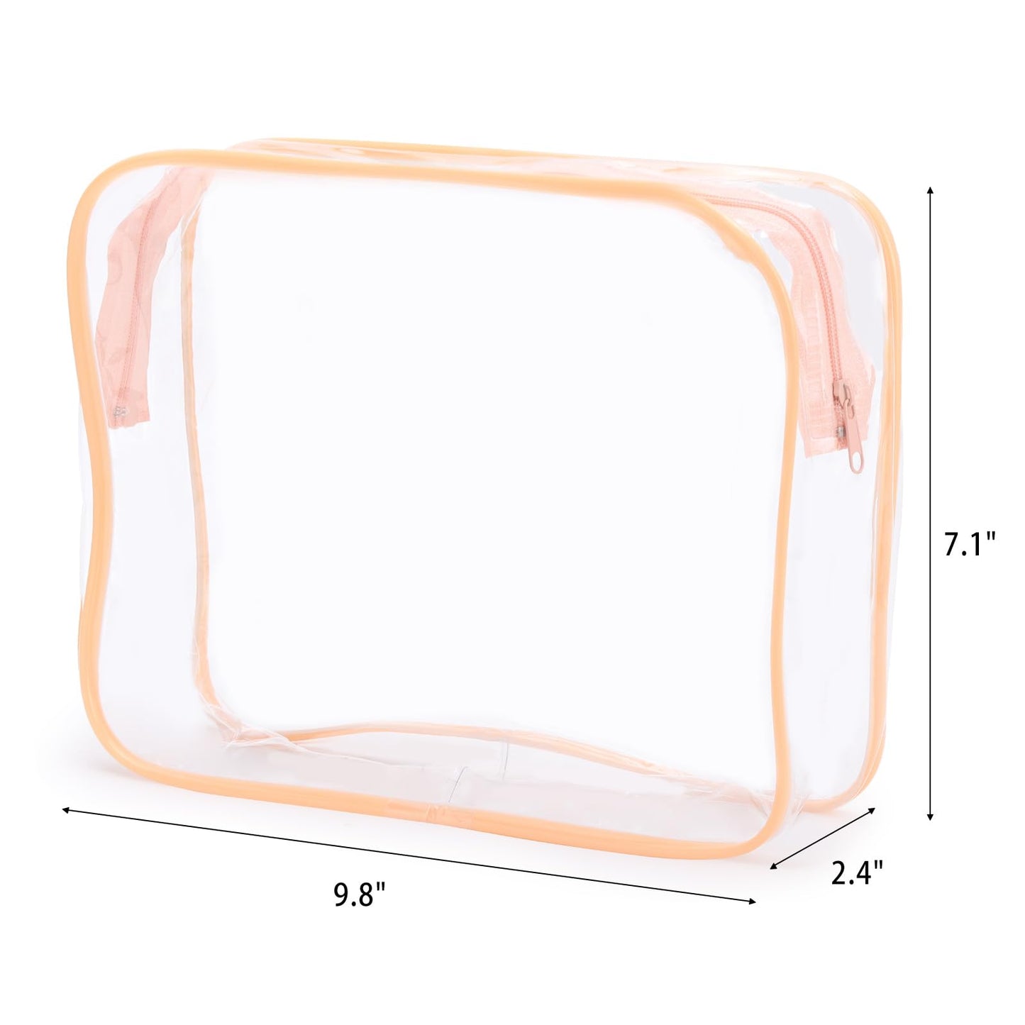 Tbestmax 10 Pack Clear Cosmetic Bags Makeup Bags Portable Waterproof TSA Approved Travel Toiletry Bags Large Organizer Peach Pink, 9.8" x 7.1" x 2.4"