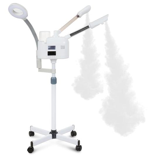 VARIPOWDER 3 in 1 Professional Facial Steamer for Face with Hot & Cold Nozzle 5X Magnifying Lamp Face Steamer for Esthetician vaporizador Facial Use at Home or Spa