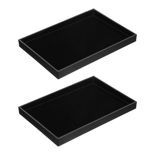 JOUTYFOR 2 Pack Black Velvet Stackable Jewelry Tray Showcase Display Stackable Necklace Bracelet Ring Showcase Display Empty Plate
