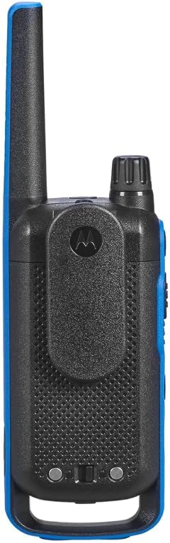 Motorola Solutions, Talkabout T802, Portable FRS Two Way Radio 2 Pack Walkie Talkies Blue/Black 22 Channels 1 Dual Charging Tray 2 PTT Earpieces