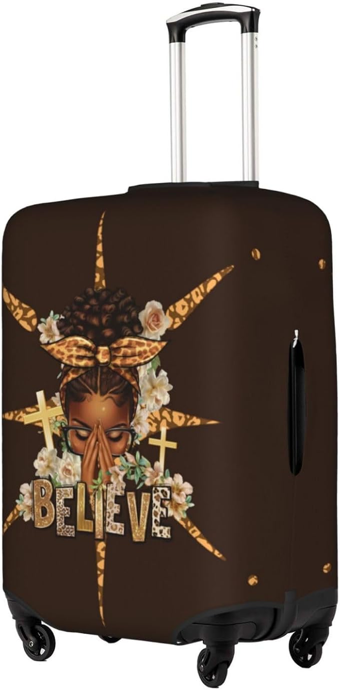 Travel Suitcase Protector African American Girl Elastic Protective Washable Luggage Cover With Concealed Zipper Suitable For 18-32 Inch(XL (for 29-32 inch luggage))