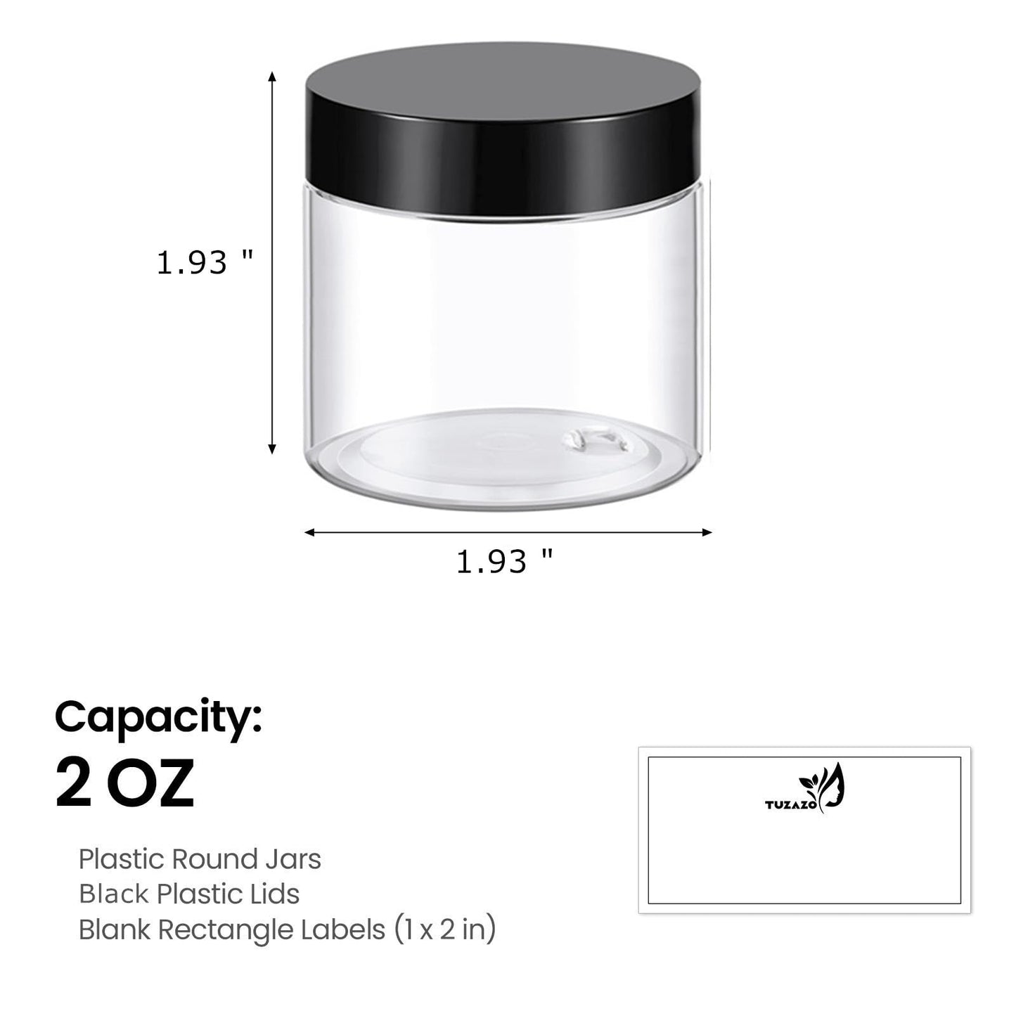 36 Pack 2 Oz Plastic Container Jars with Lids BPA Free, Empty Round Clear Cosmetic Containers Plastic Slime Jars for Lotion, Cream, Ointments, Samples, Makeup, Travel Storage