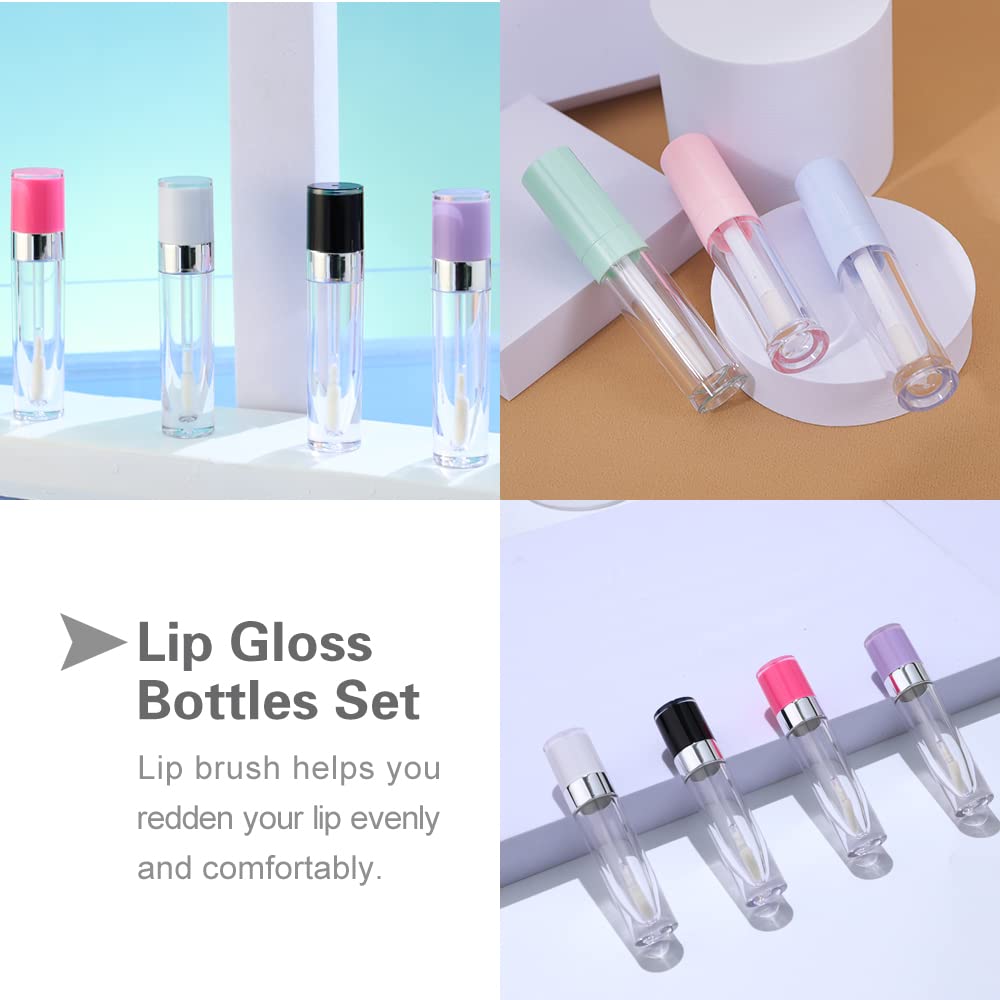 YITOU Thick Empty Lip Gloss Tubes with Wand, 6.4ml Lip Balm Cosmetic Containers, Bulk, Mini, DIY Lipstick/Glaze Foundation Making Kit