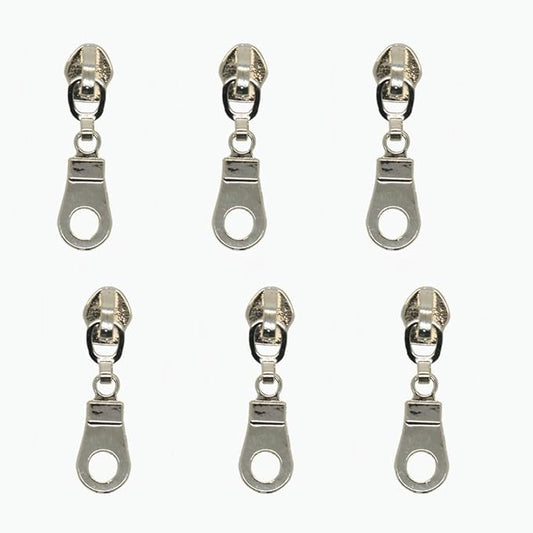 MebuZip 50PCS Silver Pulls for #5 Nylon Coil Zippers Silver Zipper Sliders for Luggages Purses Bags