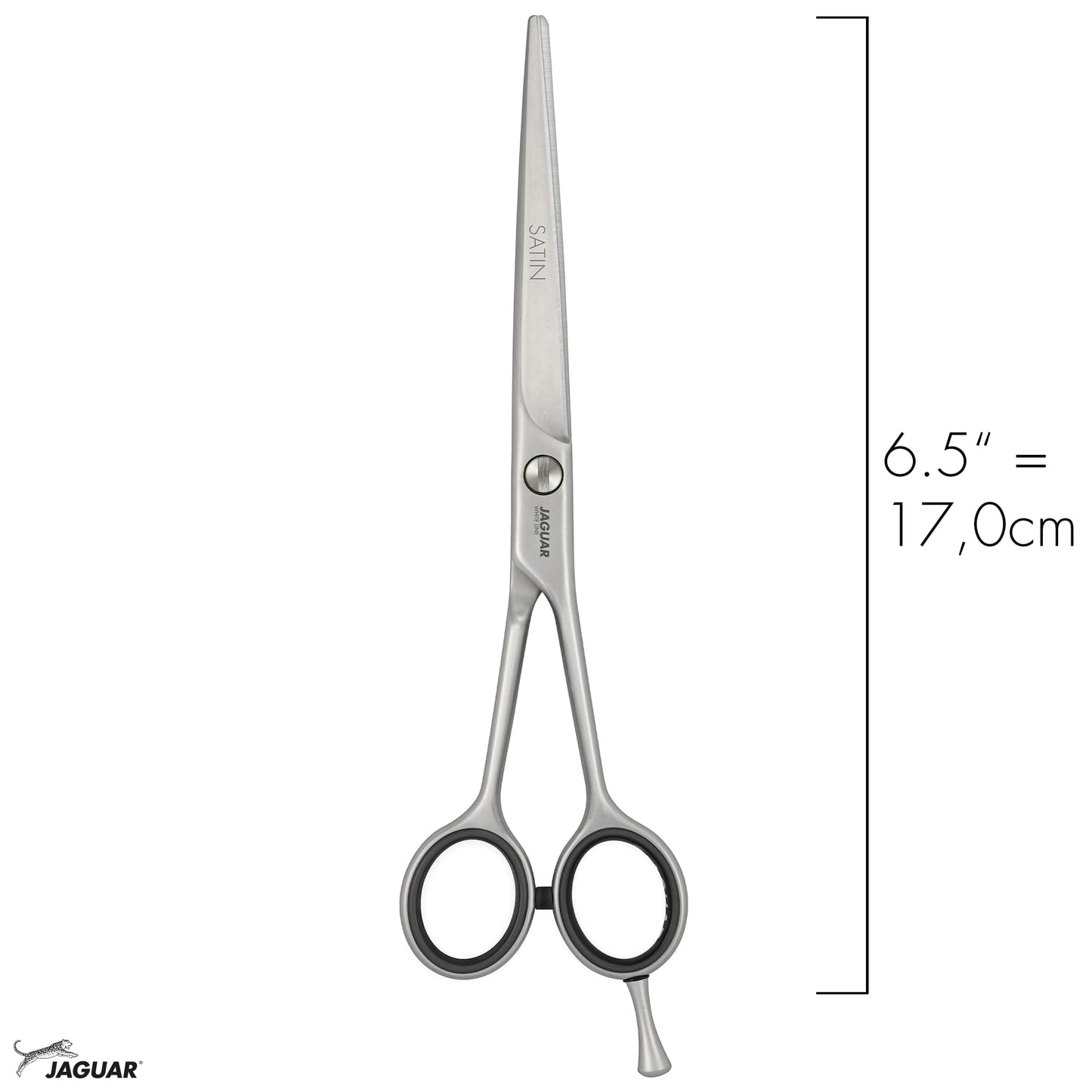 Jaguar Shears White Line Satin 6.5 Inch Professional Steel Hair Cutting & Trimming Scissors for Salon Stylists, Beauticians, Hairdressers and Barbers, Classic Design, Made in Germany