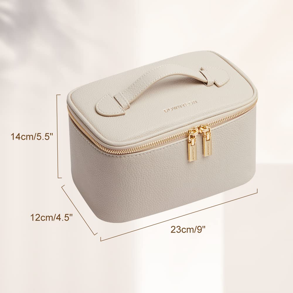 Camdeez Cosmetic Bag,ROWNYEON Makeup Bag,Portable Makeup Train Case,Travel Toiletry Bag Case Organizer for Women,Beige