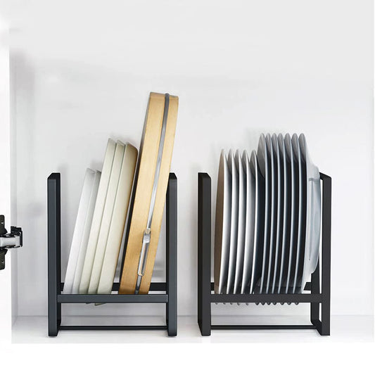 MINGFANITY 2PCS Plate Holders Organizer, Metal Dish Storage Dying Display Rack for Cabinet, Counter and Cupboard - Black