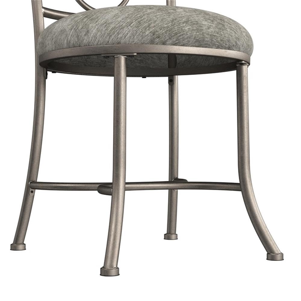 Hillsdale Emerson Metal Vanity Stool, Silver, 51053A