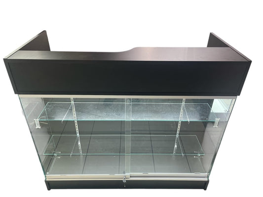 Only Hangers Ledge Register Counter Daisplay Showcase with Glass Front and LED Lights, Black, 48"